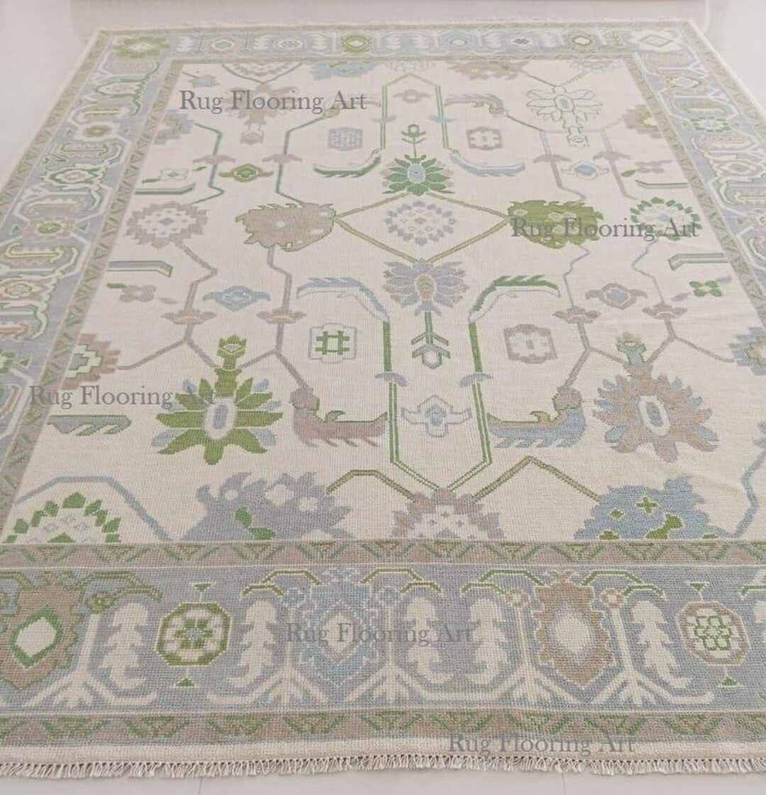 Hand Knotted Wool Oushak Rug: Traditional Turkish Knot Design - Etsy