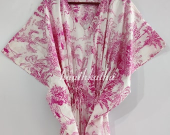 Handmade Cotton Kaftan Dress – Boho Tree Print Loungewear