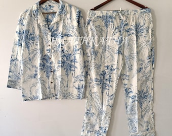 Pijama de algodón de lujo / Regalo para dama de honor / Pijama de novia / Ropa de estar por casa para mujer para boda, Pijama con estampado de tigre de la selva