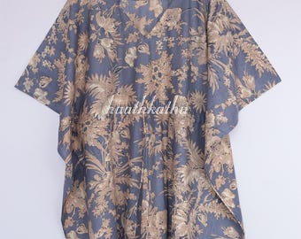 Handcrafted Floral Cotton Kaftan Dress – Boho Summer Loungewear