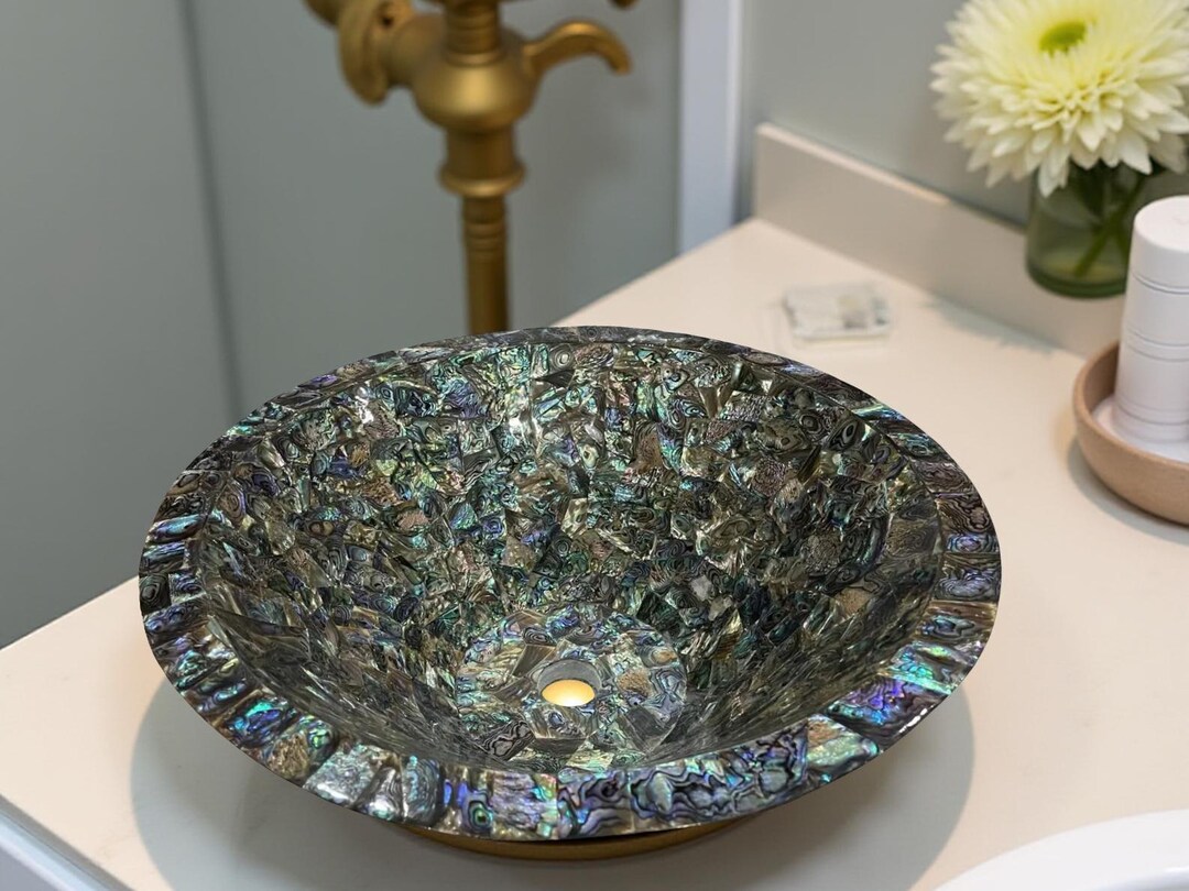 Handmade Abalone Shell Vessel Sink – Iridescent Mosaic Ocean Basin - Etsy