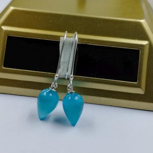 10K/14K Gold  Natural Aquamarine Dangle Earrings, Aquamarine Drop Earrings, March Birthstone Small Earrings, Aquamarine Jewelry Gift For Her