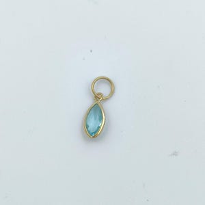 14k Solid Gold Blue Topaz Charm, Natural Blue Topaz Charm, Gold Charm Pendant, Charm Necklace, Handmade Gold Charm, September Birthstone