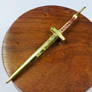 Gold Fill Sword Ruby Pendant | Sterling Silver Sword Necklace | Gold Sword Jewelry | Men&#39;s Silver 925 Sword Silver Bold Jewelry