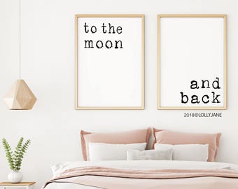 To The Moon and Back home decor printable art - INSTANT DOWNLOAD digital printable art