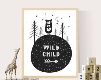Wild Child decor printable art - INSTANT DOWNLOAD digital printable art