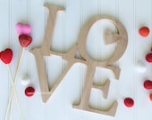 stacked LOVE word Art Wood Cutout Typography Wood Sign