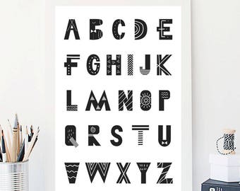 Modern ABC nursery decor printable art - INSTANT DOWNLOAD digital printable art