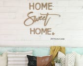 Home Sweet Home Wood Cutout Wall Decor Word Art Wood Cutout Typography Wood Sign