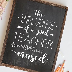 The Influence of a Good Teacher can Never Be Erased quote INSTANT DOWNLOAD digital printable art image 1