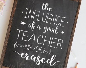 The Influence of a Good Teacher can Never Be Erased -quote INSTANT DOWNLOAD digital printable art