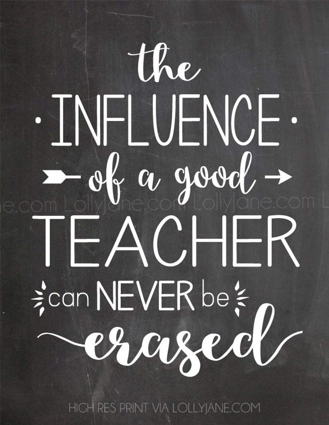 The Influence of a Good Teacher Can Never Be Erased quote Etsy