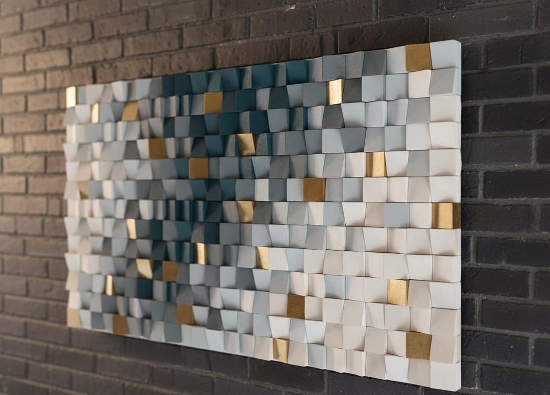 3D Wood Mosaic Wall Decor – Geometric Abstract Art Panel - Etsy