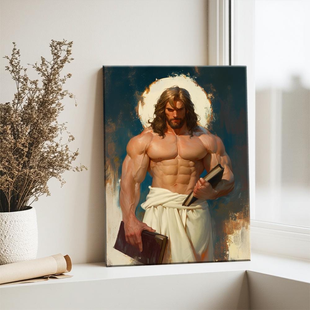 Muscular Jesus Bible Art, Bible Story Christian Decor, Framed ...