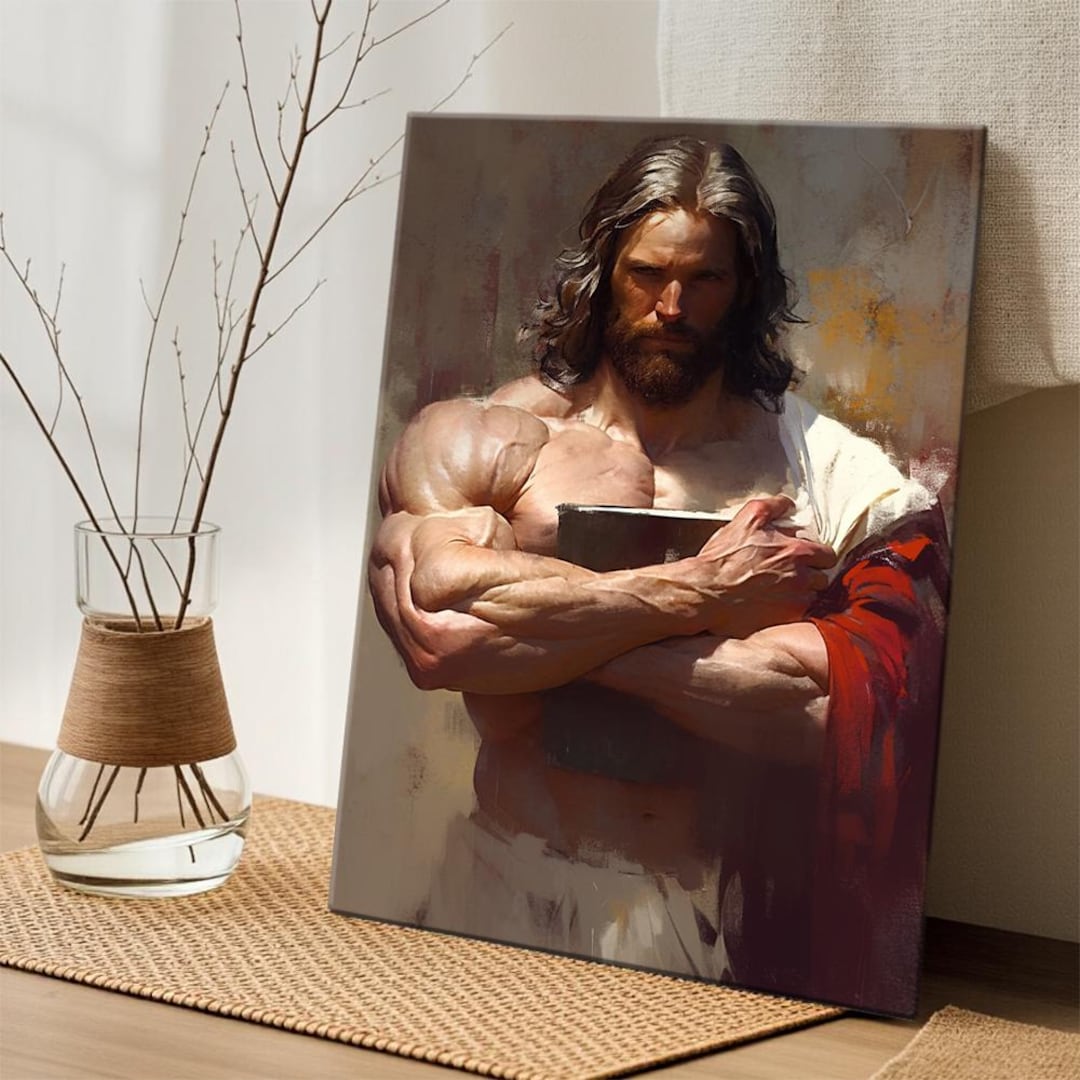 Bibble Mucles Muscular Jesus Bible Art, Bible Story Christian Decor, Framed ...