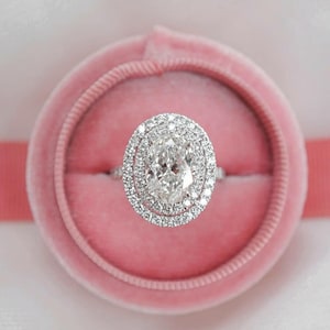 Double Halo Moissanite Engagement Ring 1.5 Ct White Oval Cut Moissanite Wedding Diamond Ring Anniversary Gift Best Gift