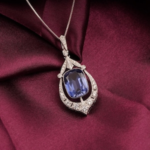 Amethyst Gemstone Silver Pendant Necklace, Cushion Gemstone Pendant, 14k White Gold Plated Handmade Cocktail Pendant For Women, Gift For her