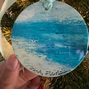 Coastal ornament, Beach, 30-A, Florida, ornament, ceramic printed ornament, tree decor, Christmas, decor