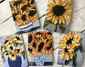 Sunflowers, Variety pack, Note Cards, art print card, stationery, fine art cards, gift, teacher gift, stocking stuffer
