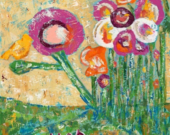 Uccello, tela floreale, pittura, arte, Scatter Joy, stampa tela