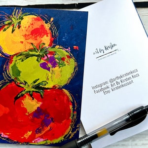 Abstrakt, Obst, Tomate, Pop Art, Grußkarte, Kunstdruck, Briefpapier, Fine Art Karte, Geschenk, Freund, Betreuer, Lehrer