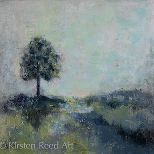 Tree painting, landscape, scenery, abstract art, canvas print, Hope on the Horizon