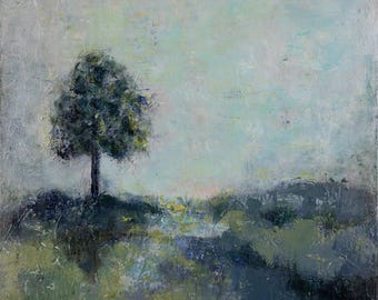 Tree painting, landscape, scenery, abstract art, canvas print, Hope on the Horizon