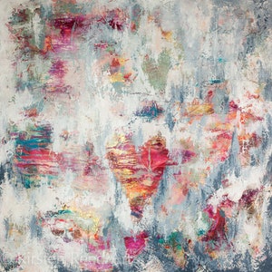 Abstract Heart painting, abstract art, canvas print, Messy Love