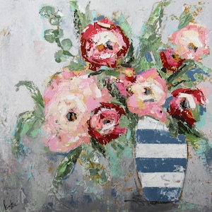 Wildflowers, abstract floral canvas, painting, flowers, art, canvas print