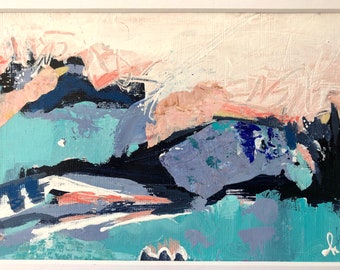 Abstract Landscape Painting: Original Mixed Media Art (5x7)