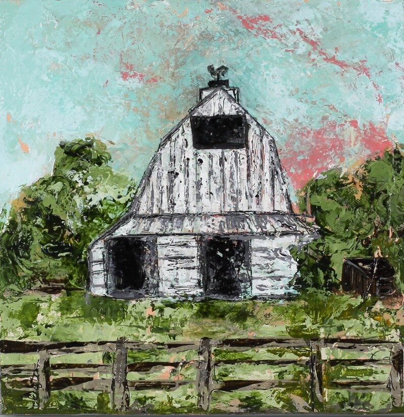 Barn canvas painting abstract art 3/4 thick canvas Etsy