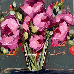 Floral Mixed Media Painting: