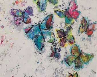 Butterflies, colorful, Children, Bedroom, Classroom decor, Fine Art, PRINT on paper, 8x10, ready for frame