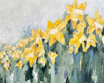 Daffodils, painting, abstract art, fine art paper print