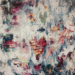 Messy Love, Abstract Heart, Painting, Mixed Media, Fine Art, PRINT on paper, 10x10, ready for frame