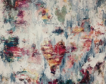 Messy Love, Abstract Heart, Painting, Mixed Media, Fine Art, PRINT on paper, 10x10, ready for frame