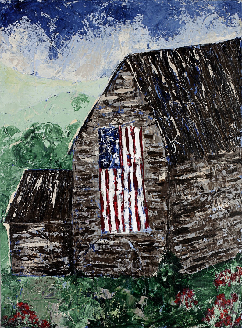 Barn canvas painting abstract art 3/4 thick canvas Etsy