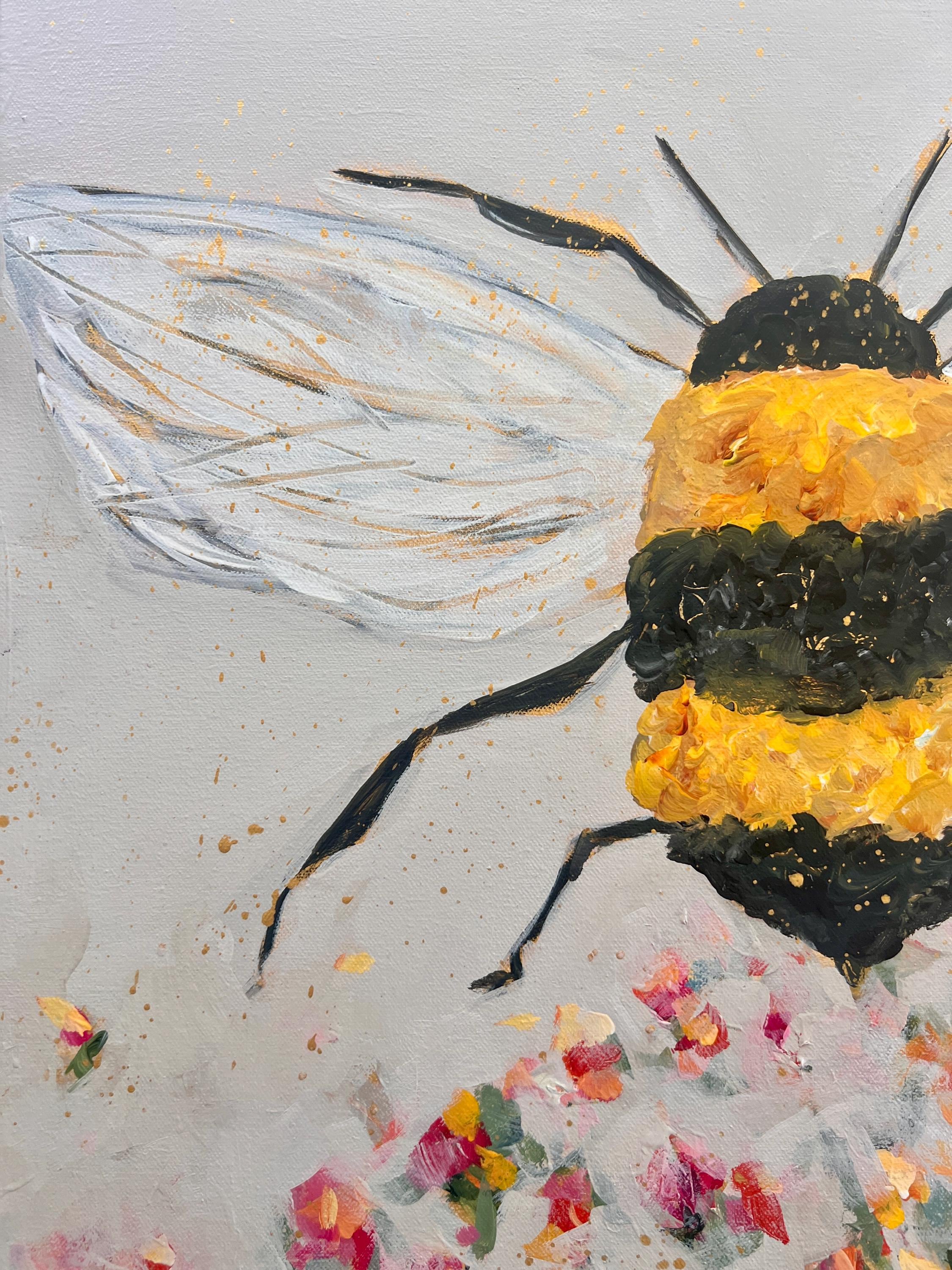 抽象的な蜂の花粉媒介者絵画：オリジナルアクリルファインアート、20