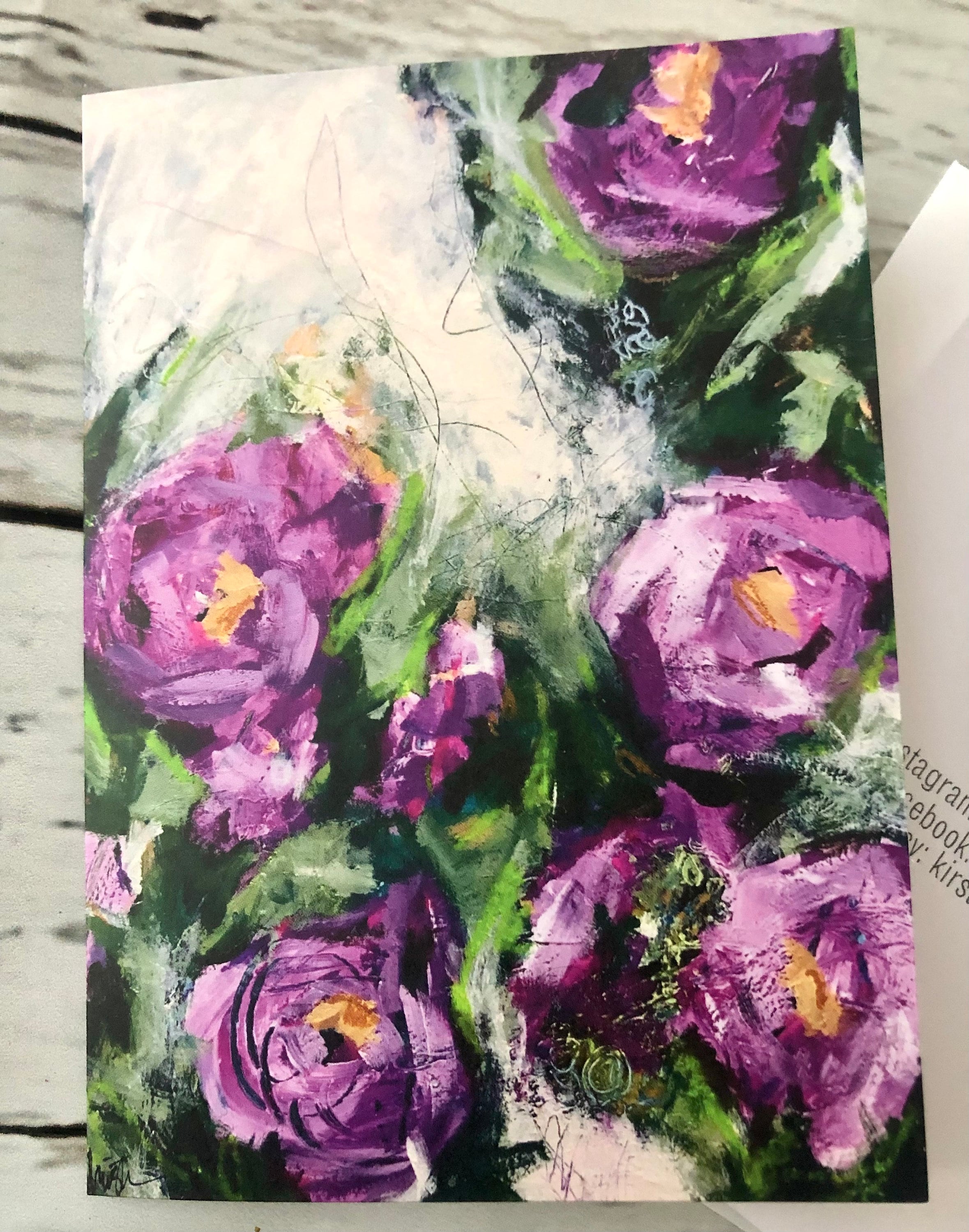 Abstract floral, Flowers, Note Cards, art print card, stationery, fine art card, gift, friend, caregiver, teacher
