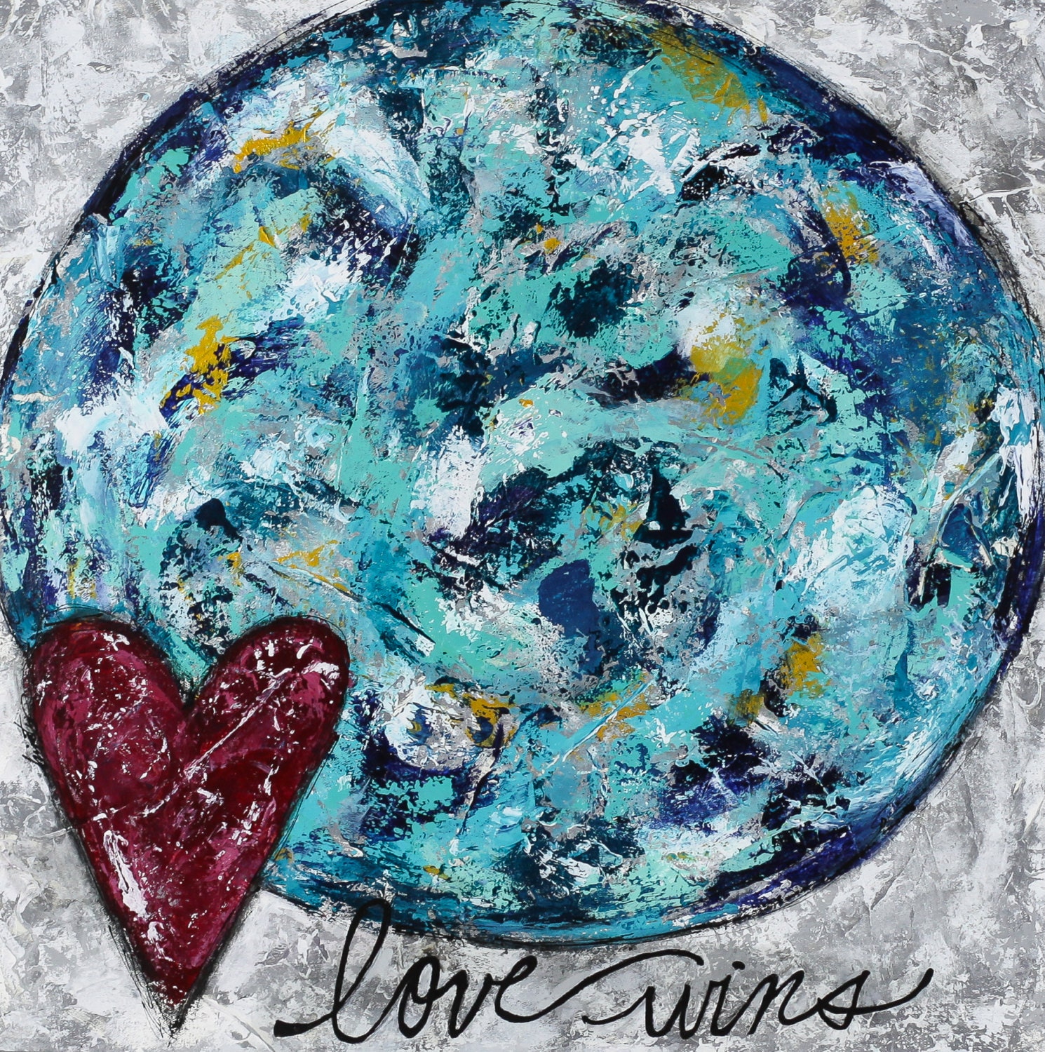 Toile Du Monde Peinture Amour Paix Art Abstrait Etsy France