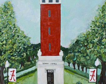 Denny Chimes Art Print: University of Alabama Campus Painting