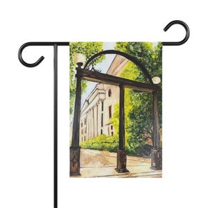 Yard Flag, University of Georgia Campus Arch Original Artwork, UGA Dawgs Football Game Day Banner, Kirsten Koza Design, Georgia Bulldogs