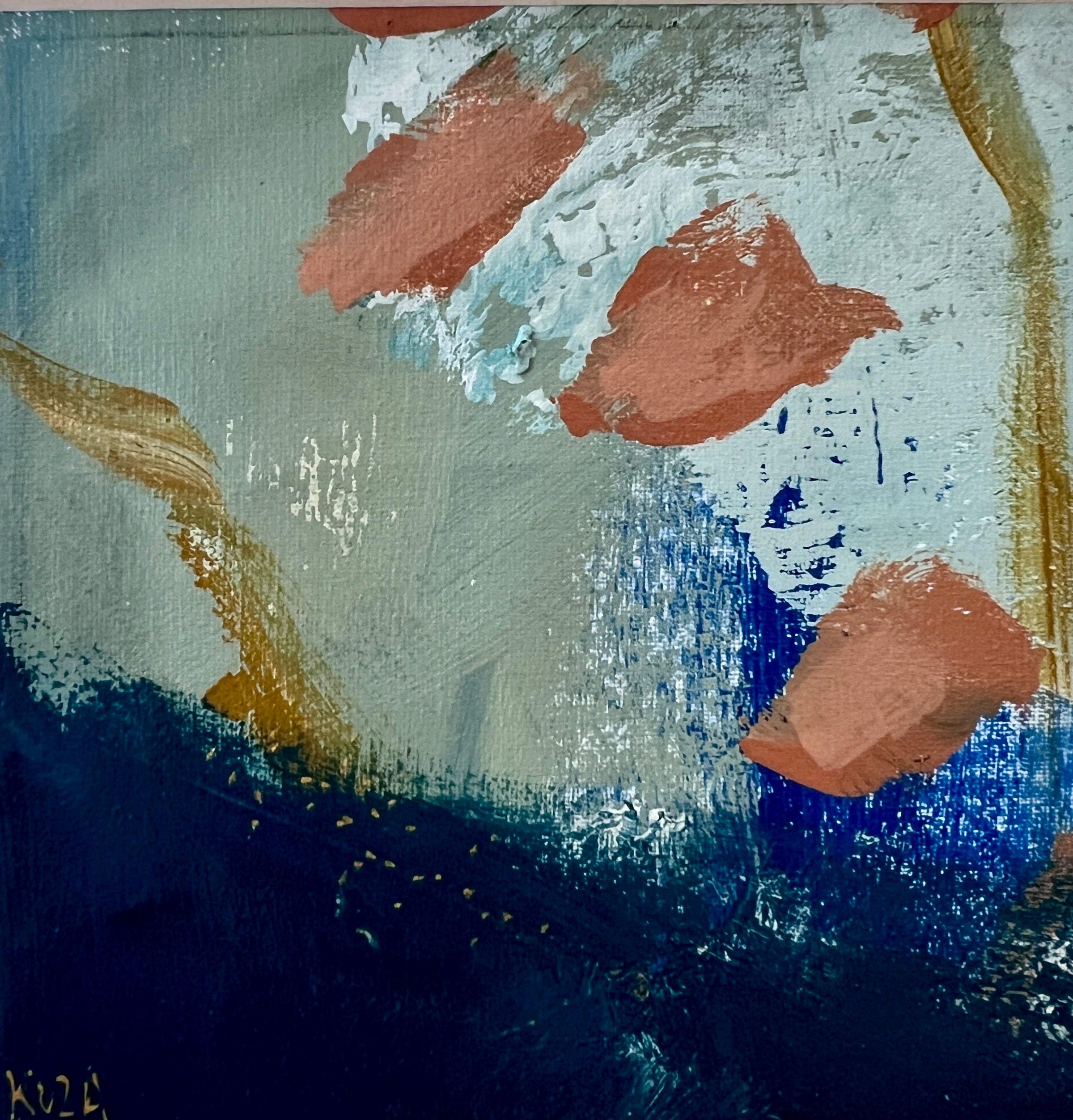 ミクストメディア抽象風景画：素朴なリネンキャンバスアート - Etsy 日本