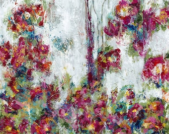 Wildflowers, abstract floral canvas, painting, flowers, art, canvas print