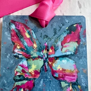 Butterfly, Colorful butterfly, whimsical butterfly, butterfly ornament, metal printed ornament, tree decor, Christmas