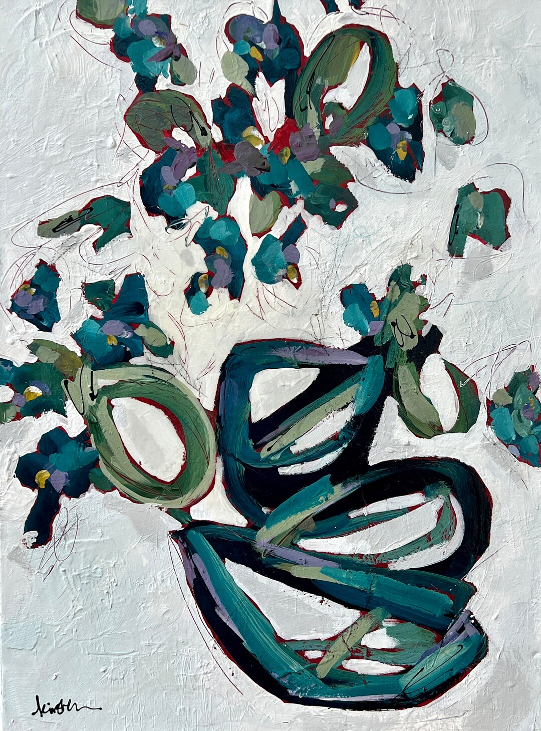 Abstract Floral Painting Original Art Fine Art Modern Etsy