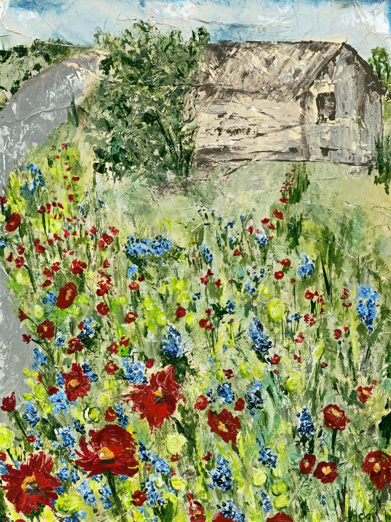 Barn Canvas Painting Abstract Art Canvas Print Wall Etsy