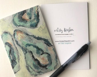 Abstract, Coastal, Seaside, Oyster, Note Cards, art print card, stationery, &quot;On The Half Shell&quot;