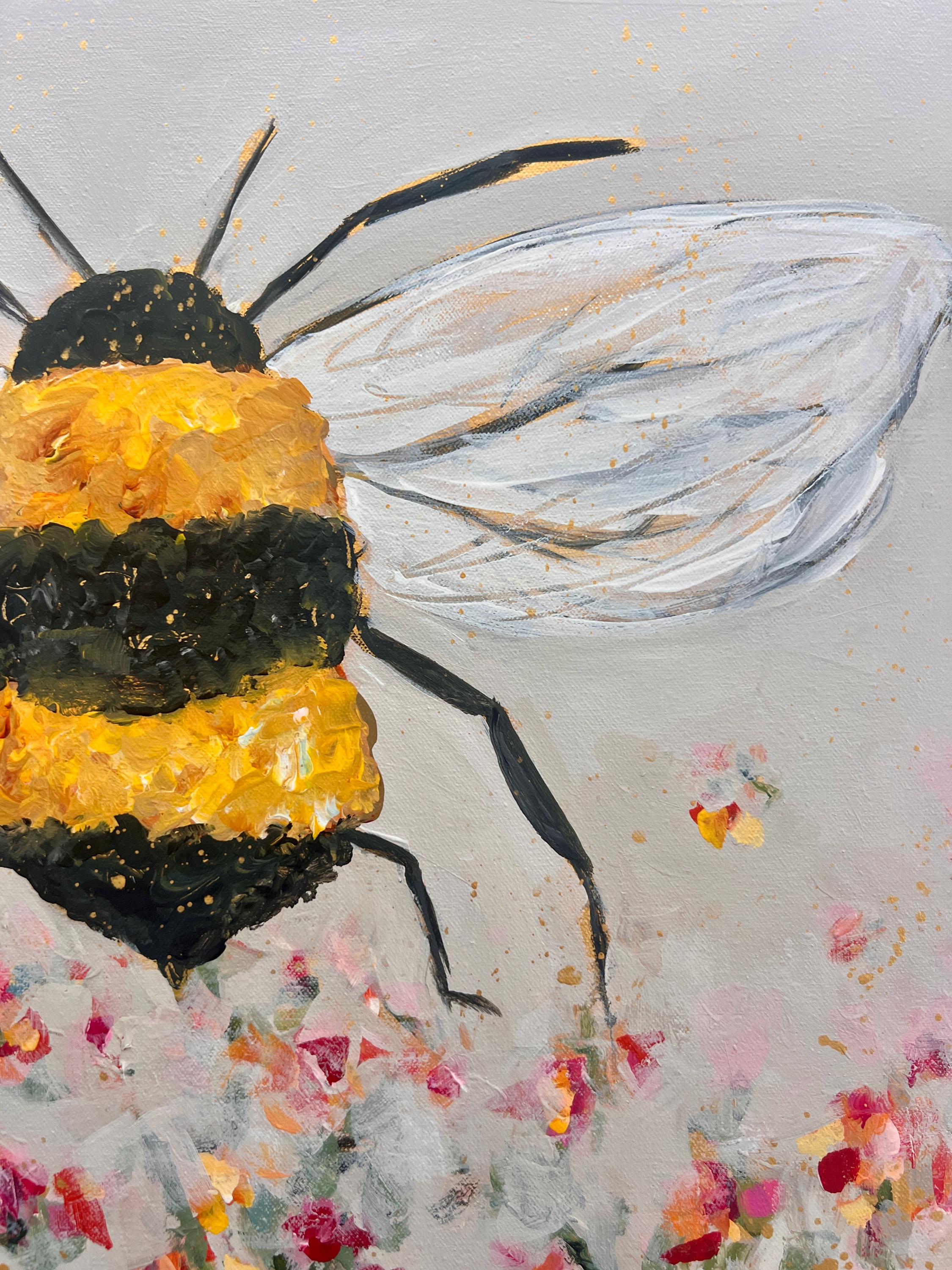 抽象的な蜂の花粉媒介者絵画：オリジナルアクリルファインアート、20