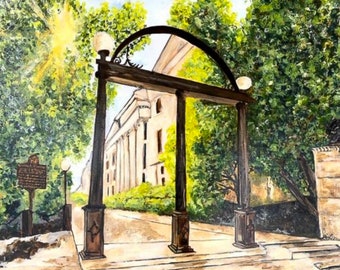 Università della Georgia, arco, campus, tela, pittura, arte, stampa su tela